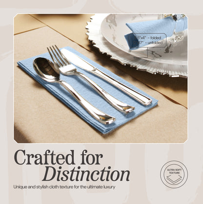 Disposable Cloth-Like Guest Towel Napkins | Blue Denim, 12"x17"